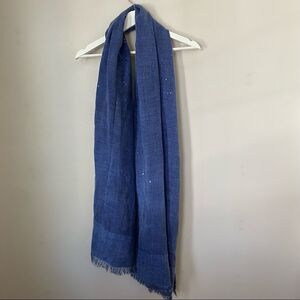 Modena Scarf Blue Sequin Casual Fringe Neutral Lightweight Oversized